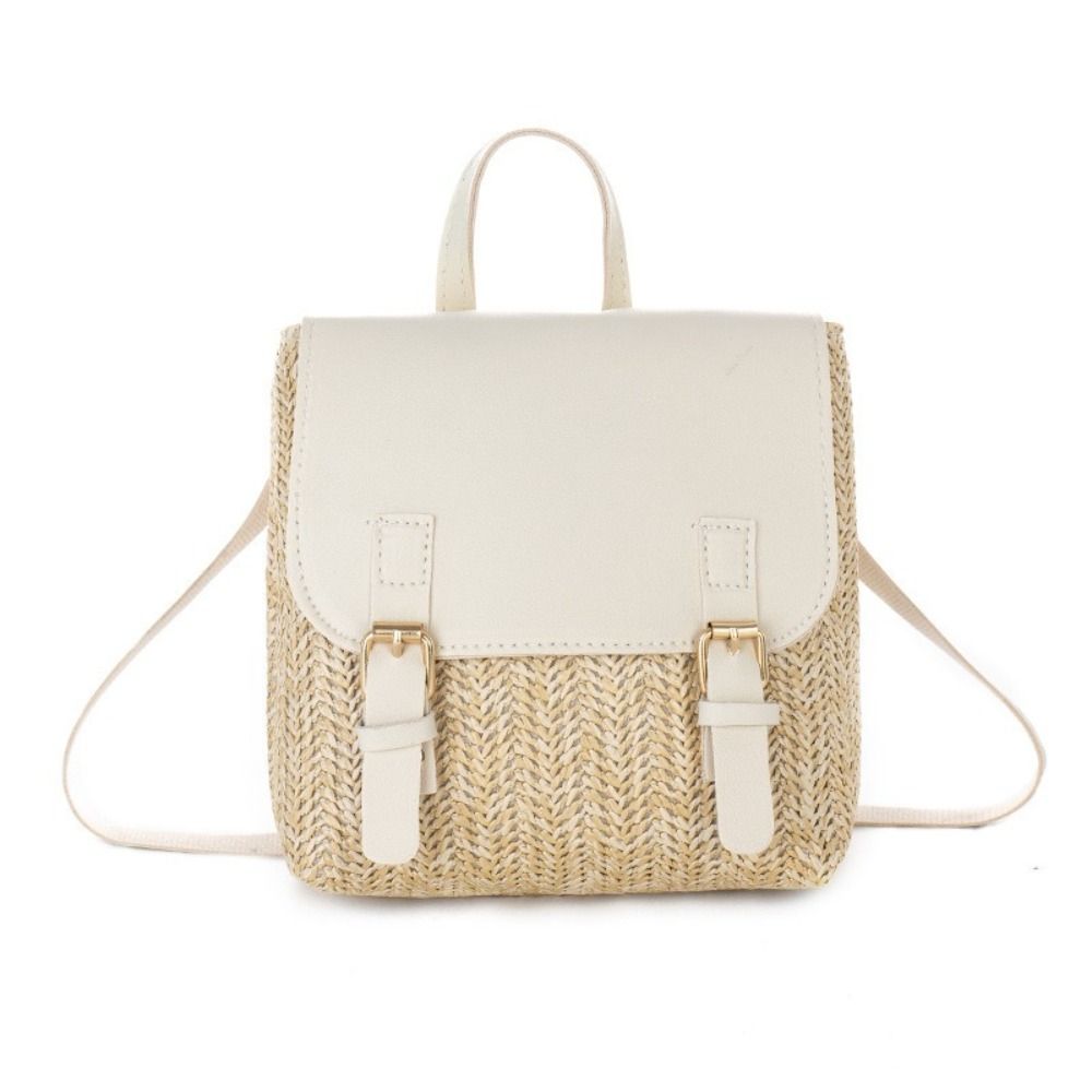 Luxury Bags Leather - กระเป๋าอเนกประสงค์หนัง PU กระเป๋าเป้สะพายหลังฟางดีไซน์ย้อนยุคดูหรูหรากระเป๋าสะพายสไตล์วินเทจหรูหรากระเป๋าเป้สะพายหลังผู้หญิงแฟชั่น