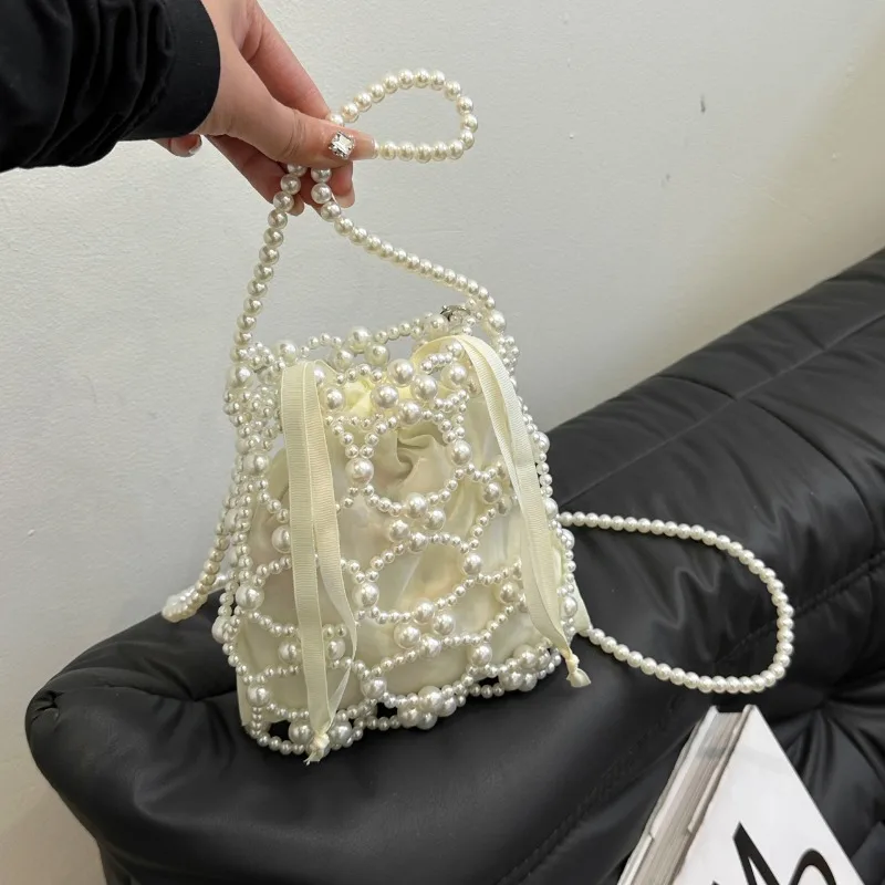 ประดับด้วยลูกปัดสีขาวถังไหล่แล - Luxury Bags On Sales บทวิจารณ์และราคา